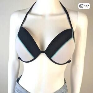 Victoria’s Secret Black and White Halter Bikini Top